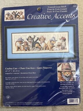 Creative Accents Dimensions Cowboy Cats Counted Cross Stitch Kit #7939 USA New